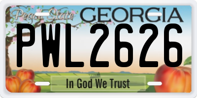 GA license plate PWL2626