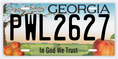 GA license plate PWL2627