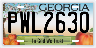 GA license plate PWL2630