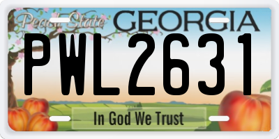 GA license plate PWL2631