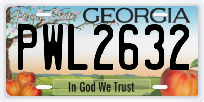 GA license plate PWL2632