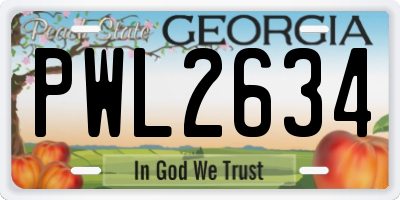 GA license plate PWL2634