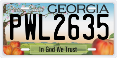 GA license plate PWL2635