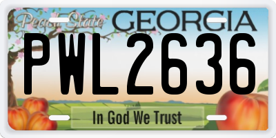 GA license plate PWL2636