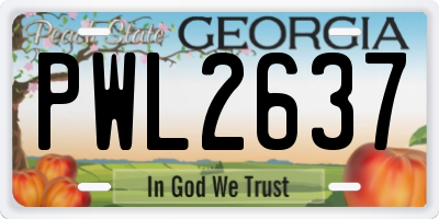 GA license plate PWL2637