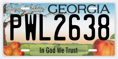 GA license plate PWL2638