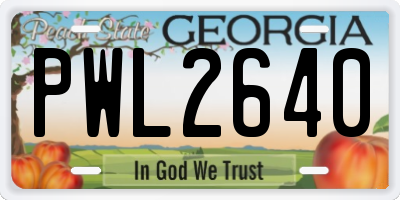 GA license plate PWL2640