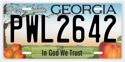 GA license plate PWL2642