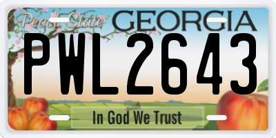 GA license plate PWL2643