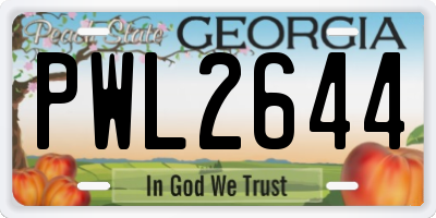GA license plate PWL2644