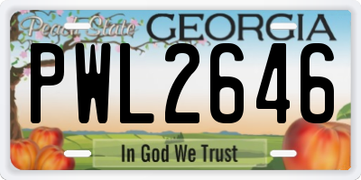 GA license plate PWL2646