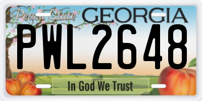 GA license plate PWL2648