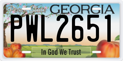 GA license plate PWL2651