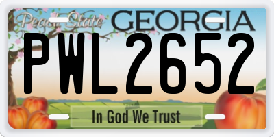 GA license plate PWL2652