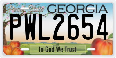 GA license plate PWL2654