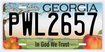 GA license plate PWL2657