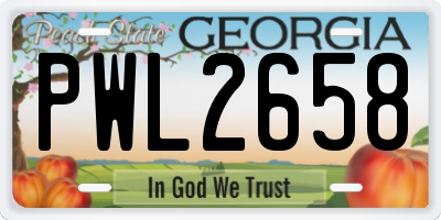 GA license plate PWL2658