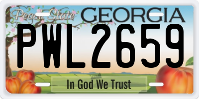 GA license plate PWL2659