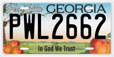 GA license plate PWL2662