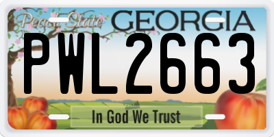 GA license plate PWL2663