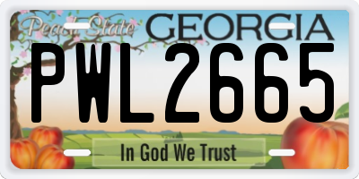 GA license plate PWL2665
