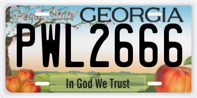 GA license plate PWL2666