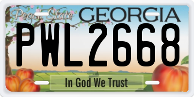 GA license plate PWL2668