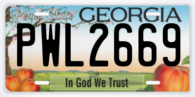 GA license plate PWL2669