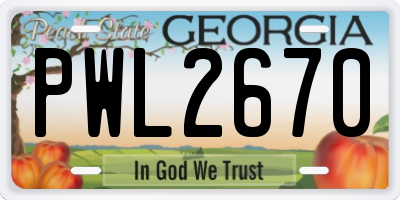 GA license plate PWL2670