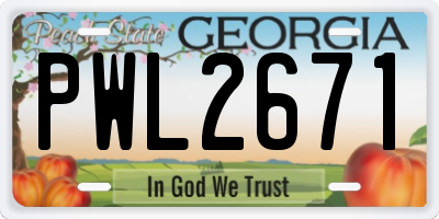 GA license plate PWL2671