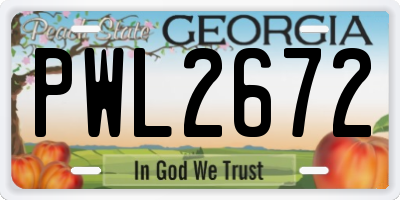 GA license plate PWL2672