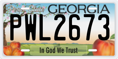 GA license plate PWL2673