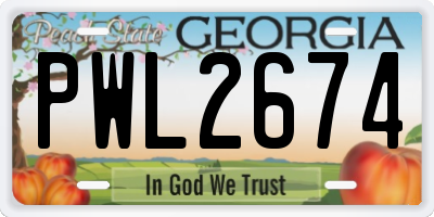 GA license plate PWL2674
