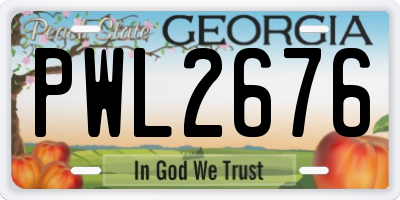 GA license plate PWL2676
