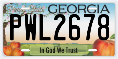 GA license plate PWL2678
