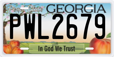 GA license plate PWL2679