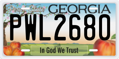 GA license plate PWL2680