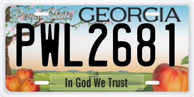 GA license plate PWL2681