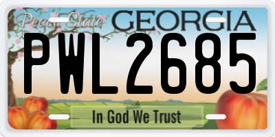 GA license plate PWL2685