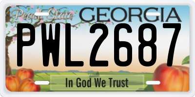GA license plate PWL2687