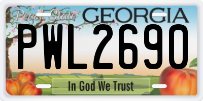 GA license plate PWL2690