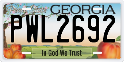 GA license plate PWL2692