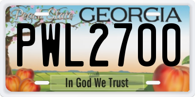 GA license plate PWL2700