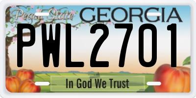 GA license plate PWL2701