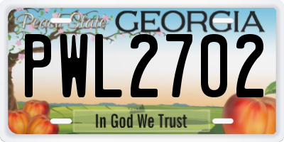 GA license plate PWL2702