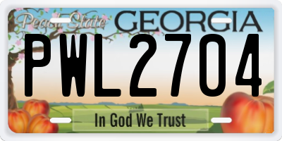 GA license plate PWL2704