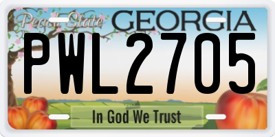 GA license plate PWL2705