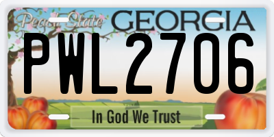 GA license plate PWL2706