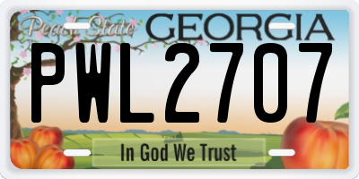 GA license plate PWL2707
