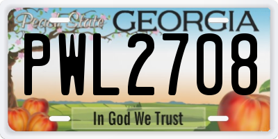 GA license plate PWL2708